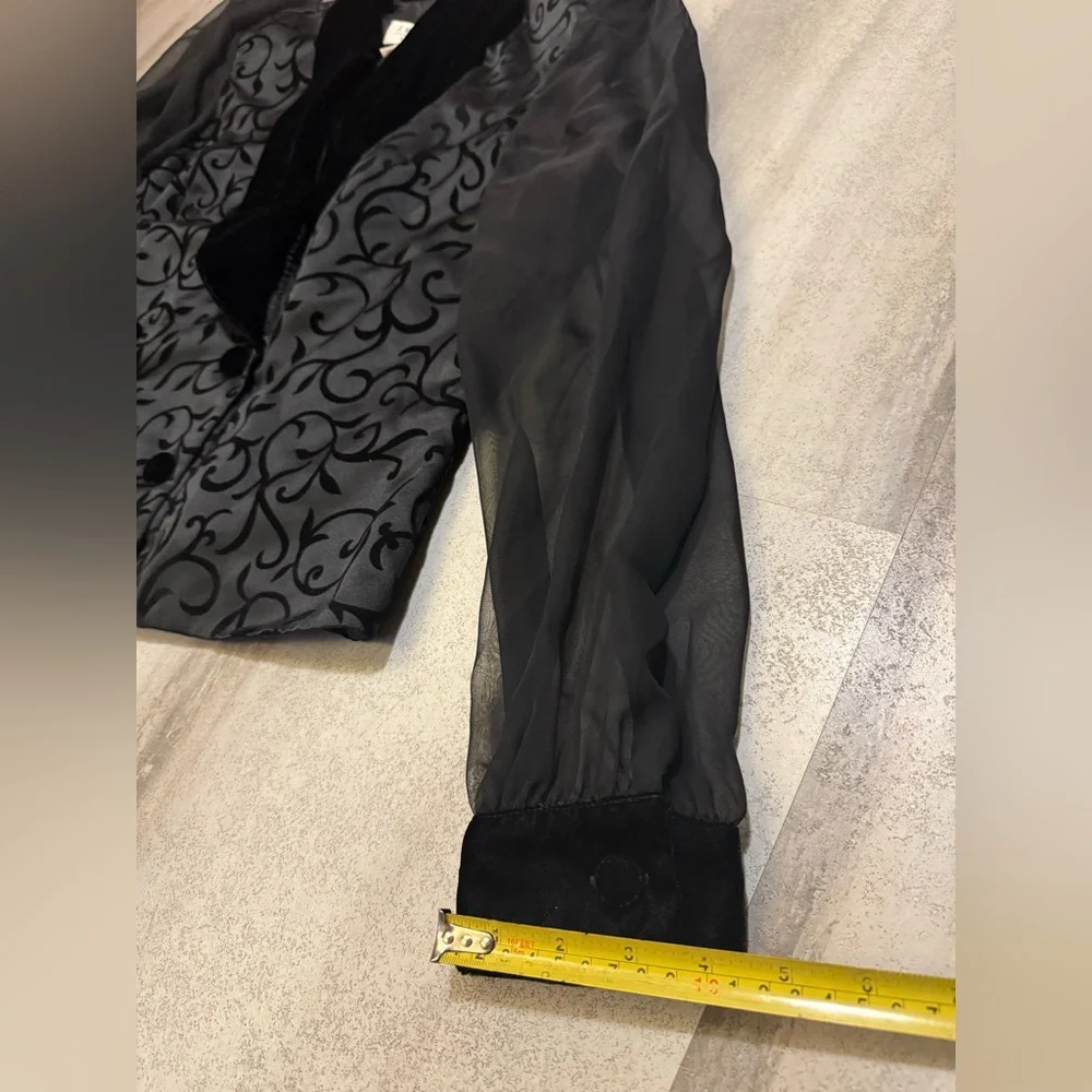 Elegant Black Sheer Sleeve Blazer of velvets
